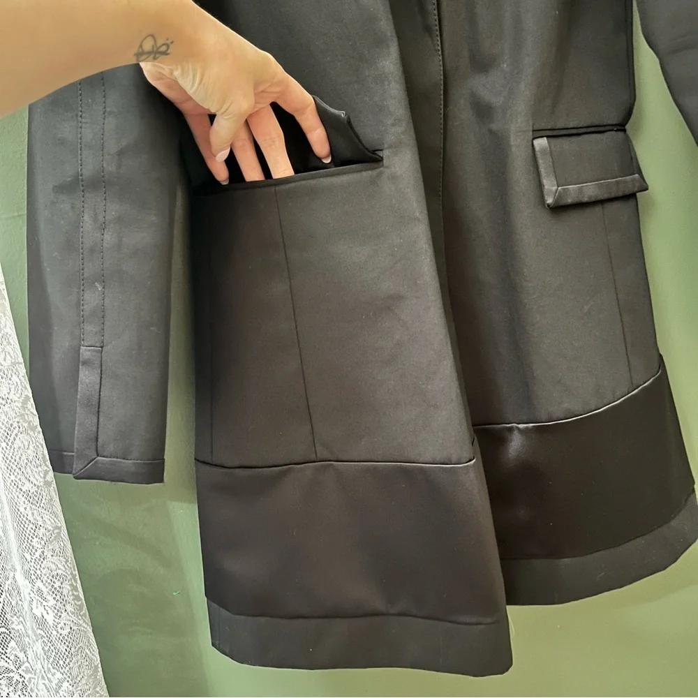 Coach Black Satin Trim Car Coat With Hanger & Dust Bag size 6 - Picture 5 of 9